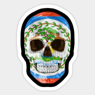 Belize Flag Skull - Gift for Belizean 19.02.52 With Roots From Belize Sticker